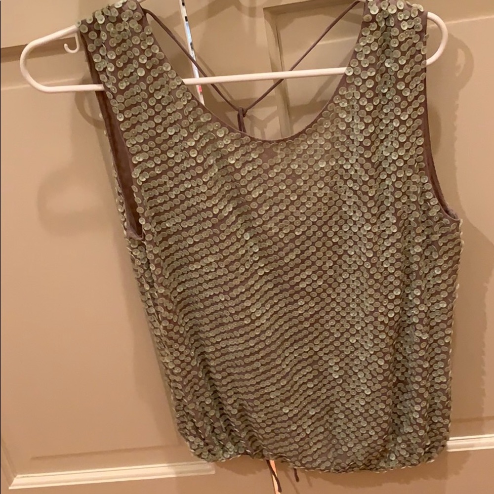 Alice and Olivia Silk Beaded Blouse with Low Back